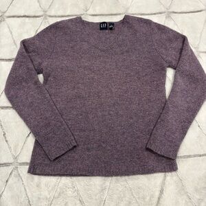Vintage GAP Sweater Womens Small Purple 100% Lambswool V-Neck Pullover 80s 90s